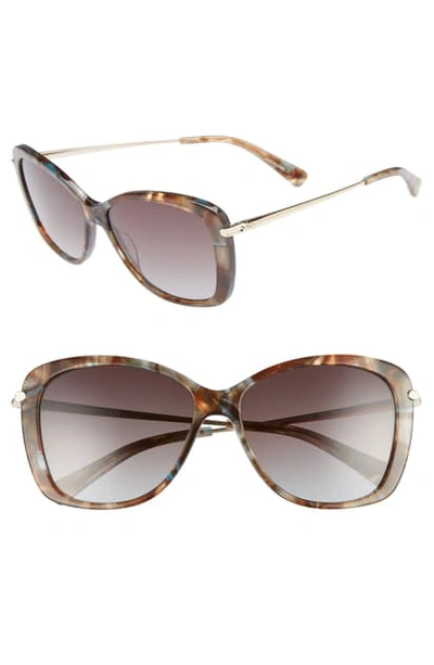 Longchamp 56mm Gradient Lens Butterfly Sunglasses In Marble Brown/ Azure