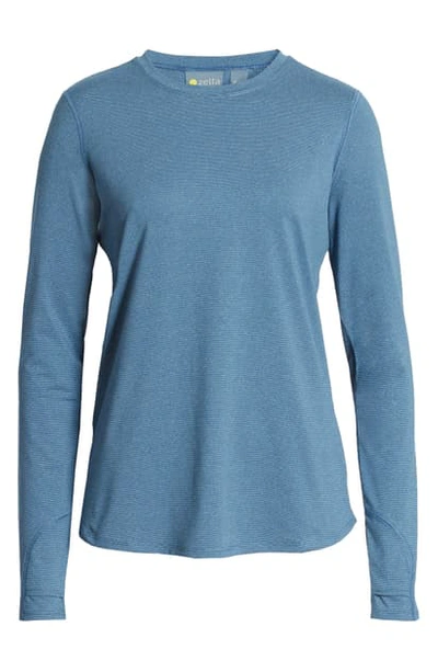 Zella Gen Long Sleeve Performance T-shirt In Blue Reef