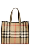 BURBERRY SMALL BOOK CHECK WOVEN LEATHER TOTE,8028663