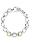 Lagos Caviar Lux Diamond-station Two-tone Bracelet In Silver/ Diamond