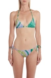 Versace Barocco Mosaic Printed Bikini Bottoms In Lilac Water Green