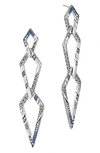 JOHN HARDY LAHAR INTERLINK STERLING SILVER & SAPPHIRE DROP EARRINGS,EBS440624BSP