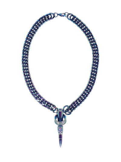 Pre-owned Philipp Plein Collar Necklace In Blue, Purple