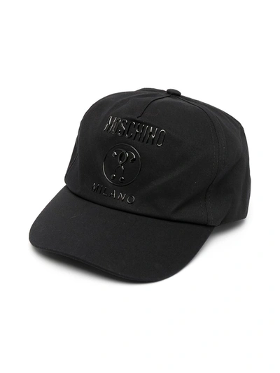 Moschino Kids' Raised Logo Detail Cap In Black