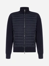 Moncler Padded Nylon And Cotton-knit Cardigan In Blue