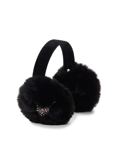 Surell Embellished Faux Fur Earmuffs In Black