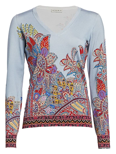 Etro Women's Dreamtime Paisley Sweater In Blue