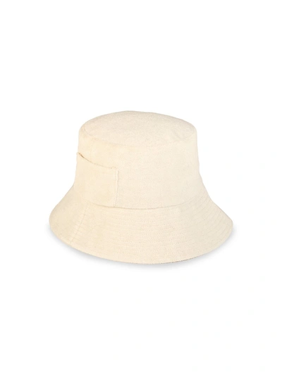 Lack Of Color Utopia Wave Terry Bucket Hat In White