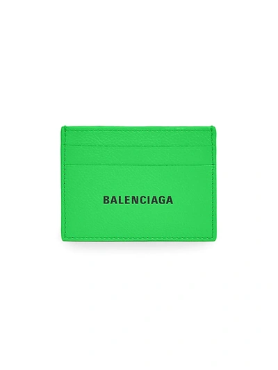 Balenciaga Cash Leather Card Case In Green/black