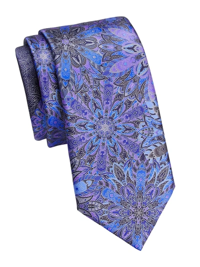 Ermenegildo Zegna Quindici Floral Paisley Silk Tie In Navy