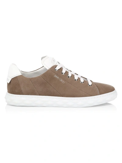 Jimmy Choo Womens Light Mocha Diamond Suede And Nappa Leather Low-top Trainers 3 In White Mocha