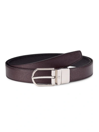 Alfred Dunhill Textured Leather Belt In Brown Black