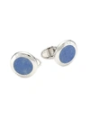 ALFRED DUNHILL MEN'S BLUE AGATE AD COIN STERLING SILVER CUFFLINKS,400013439881