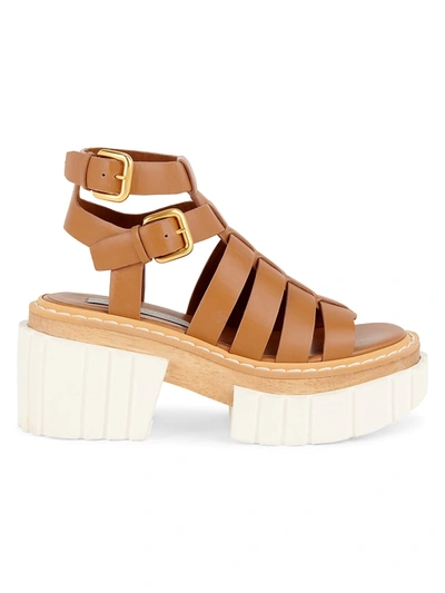 Stella Mccartney Emilie Vegetarian Leather Platform Sandals In Brown