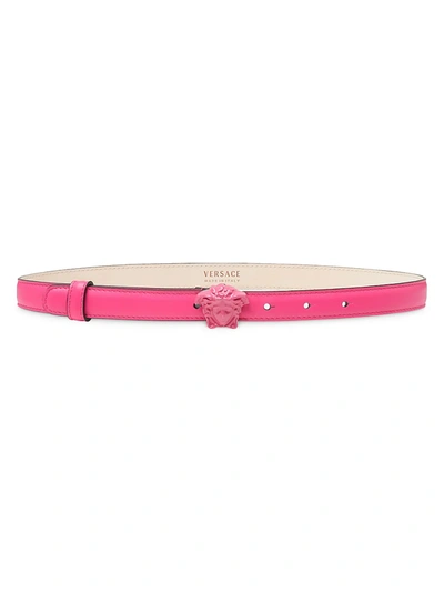 Versace Medusa Fuchsia Leather Belt In Fuschia