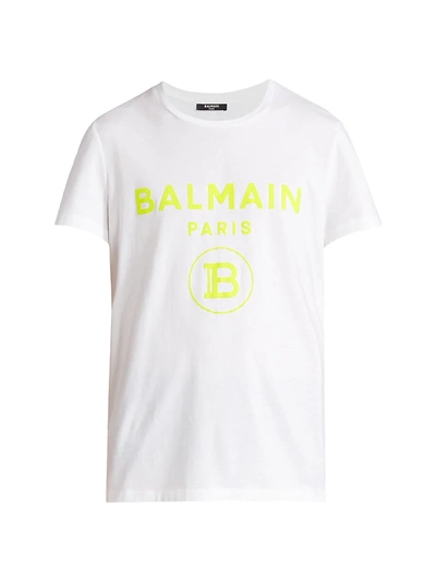 Balmain Cotton T-shirt With Flock Logo In White