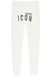 Dsquared2 Print Icon Logo Cotton Jersey Sweatpants In White,black