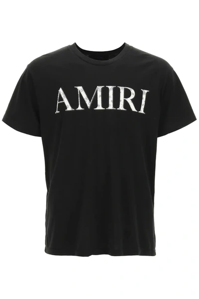Amiri Bandana Print Logo Patch T-shirt In Black