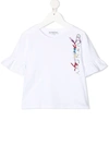 GIVENCHY EMBROIDERED RUFFLE-TRIM T-SHIRT