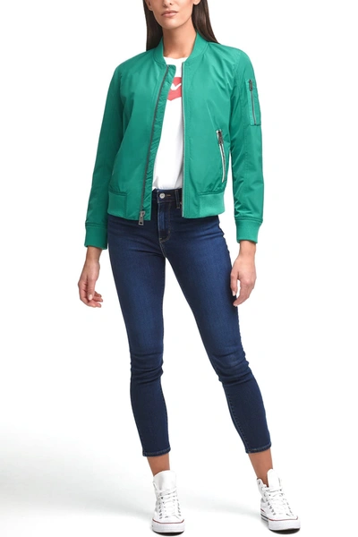 Levi's Ma-1 Satin Bomber Jacket In Emerald