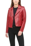 Levi's Women's Classic Faux Leather Asymmetrical Moto Jacket In Red