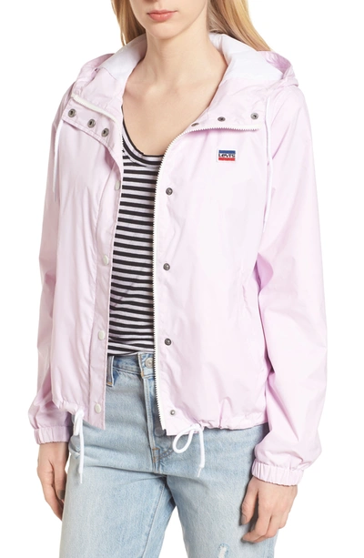 Levi's Hooded Zip Front Windbreaker Jacket In Baby Pink