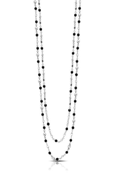 Lois Hill Sterling Silver Onyx 2 Strand Pendant Necklace In Black / Silver