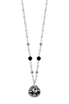 LOIS HILL STERLING SILVER ONYX DROP 14MM PENDANT NECKLACE,651799411098