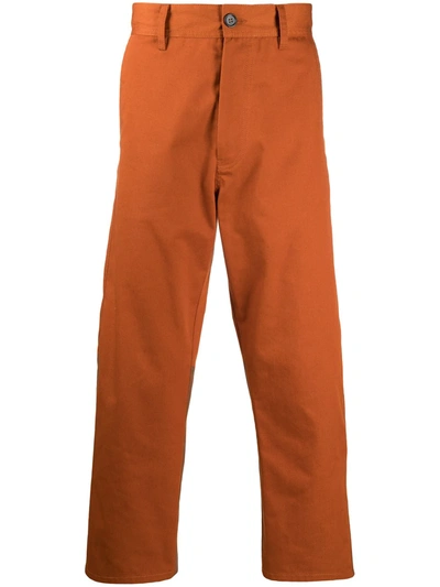 Marni Panelled Straight-leg Trousers In Orange