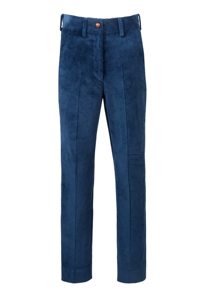 Blazã© Milano Classic Touch Royal Baise Cotton Straight-leg Trousers In Blue