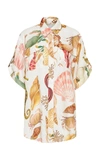 ALÃMAIS WOMEN'S ATLANTIS PRINTED OVERSIZED LINEN SHIRT