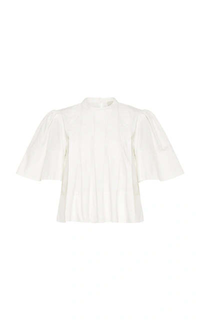Alãmais Women's Selene Pleated Cotton Top In White
