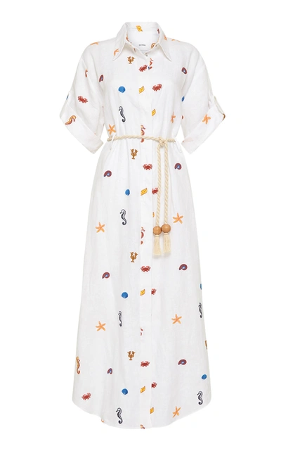 Alãmais Women's Under The Sea Embroidered Linen Shirt Dress In Print