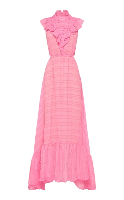 Alãmais Antonella Silk-cotton Cutout Midi Dress In Pink