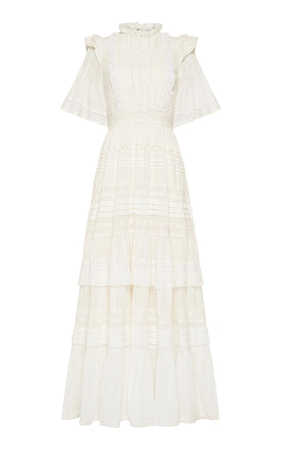 Alãmais Penny Pintuck Cotton Dress In White