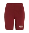 Sporty And Rich East Side Biker-print Stretch-cotton Shorts In Red