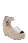 Marc Fisher Ltd Alida Espadrille Platform Wedge In Silver Leather