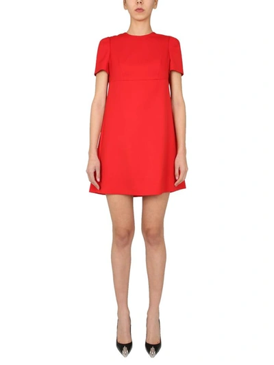 Alexander Mcqueen Wool Dress With Cape In Red