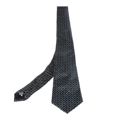 Pre-owned Giorgio Armani Navy Blue Diagonal Stripe Detail Silk Tie