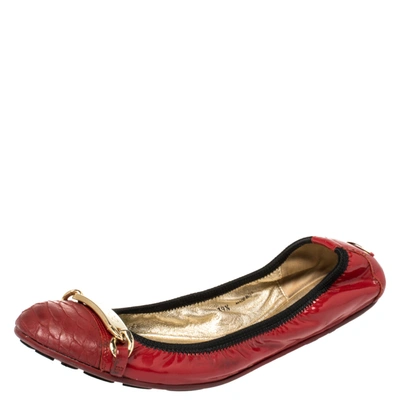 Pre-owned Jimmy Choo Red Patent Leather Wigmore Cap Toe Ballet Flats Size 39.5