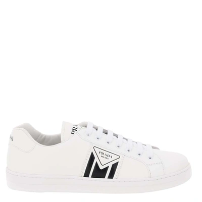 Pre-owned Prada White New Avenue Leather Sneakers Size Eu 43 Uk 9