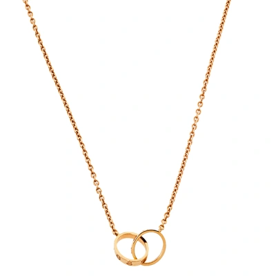Pre-owned Cartier Love 2 Hoops 18k Rose Gold Necklace