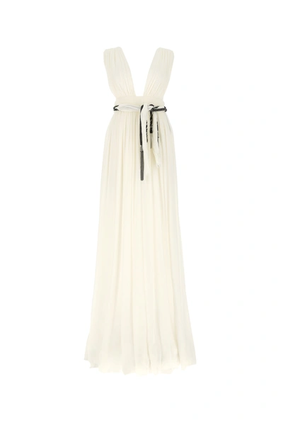 Saint Laurent Ivory Crepe Long Dress  Nd  Donna 36f