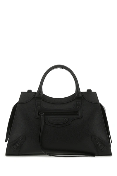 Balenciaga Neo Classic Large Grained Leather Weekender Satchel In Black