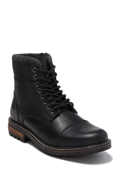 Crevo Regent Cap Toe Leather Lug Boot In Black