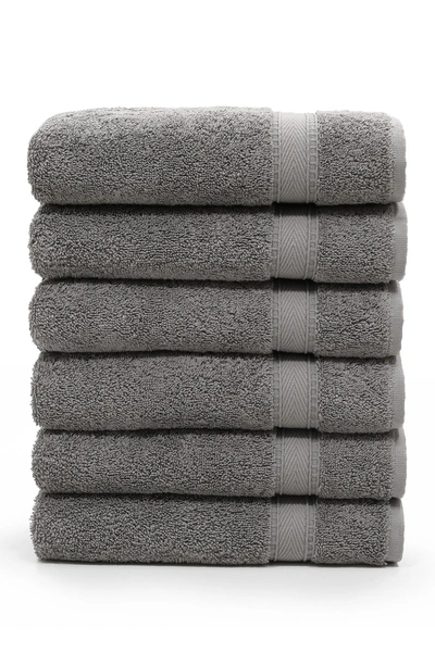 Linum Home Sinemis Terry Hand Towels In Dark Grey