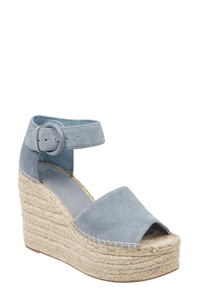 Marc Fisher Ltd Alida Espadrille Platform Wedge In Light Blue Suede