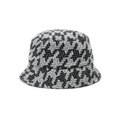 Inverni Fisherman Metallic-weave Wool-blend Bucket Hat In Black