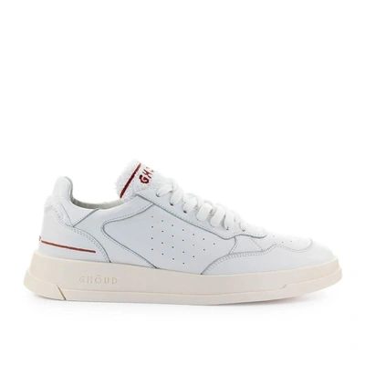 Ghoud Low Tweener Leather And Fabric Sneakers With Logo In White