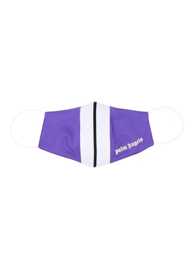 Palm Angels Stripe Detail Face Mask In Purple